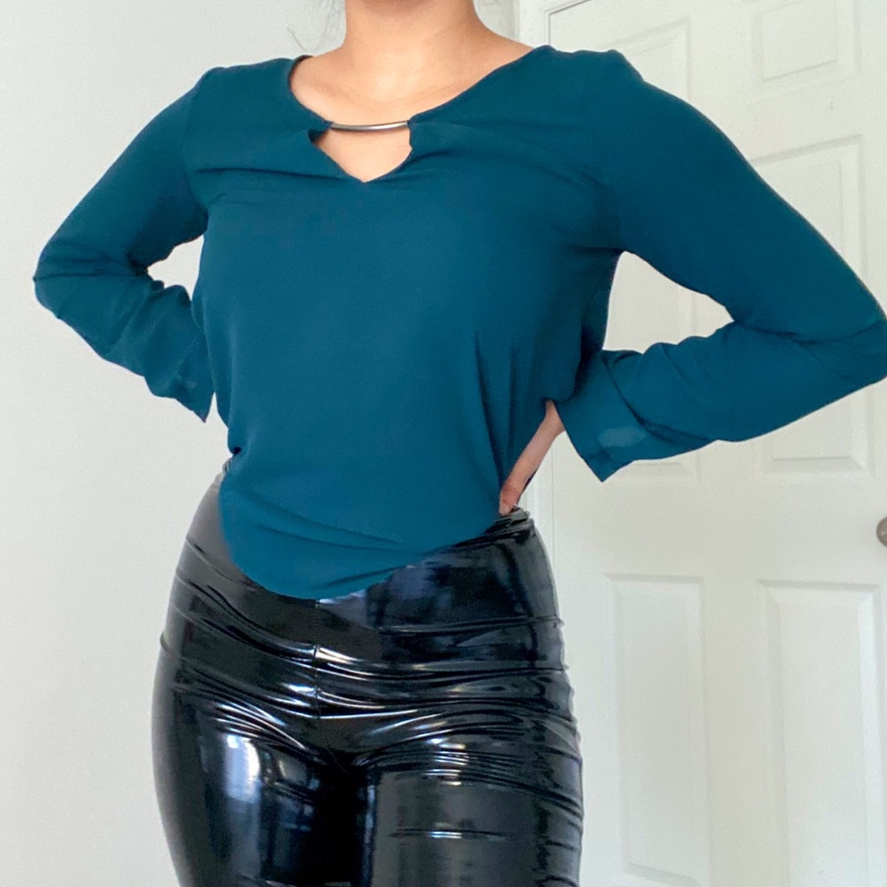 Long Sleeve Green Blouse